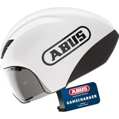 Abbildung von ABUS Zeitfahrhelm Gamechanger TT 1.1 aerodynamischer Fahrradhelm für sportliches Fahren Triathlon, Zeitfahren und Bahnradfahren Damen Herren Größe L, Weiß