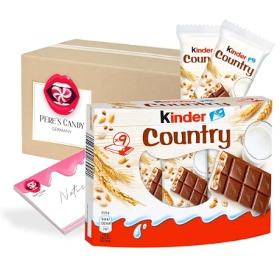 Abbildung von 3 x Ferrero Kinder Country 9er 211,5g mit Geschenk von Pere&#039;s Candy