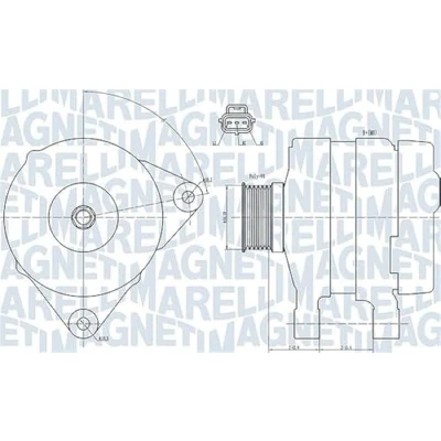 Abbildung von MAGNETI MARELLI 063731834010 Lichtmaschine 14V 150A FORD: Focus 2 Schrägheck, FIESTA 5, Kombi, VOLVO: V50, S40 II, MAZDA: 3 Hatchback