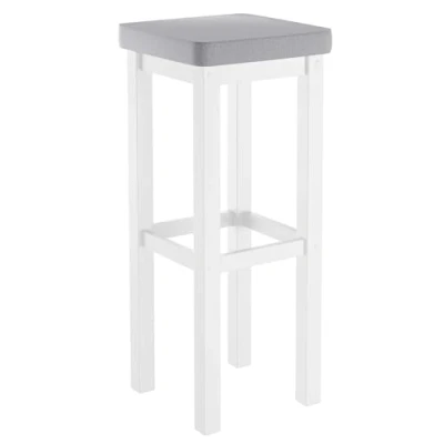 Abbildung von Erst Holz Klassischer Barhocker mit verschiedenen Polsterfarben 80 cm hoch Kiefer weiß V 90.71 45WP, Polsterfarbe:hellgrau