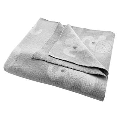 Abbildung von Bio Babydecke 100% Baumwolle (kbA) GOTS zertifiziert, Elefanten Grau, 80 x 100 cm