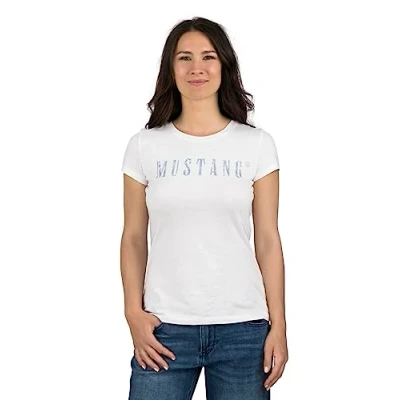 Abbildung von Mustang Alexia C LOGO Tshirt print weiß, Damen, Größe: Medium, Weiß
