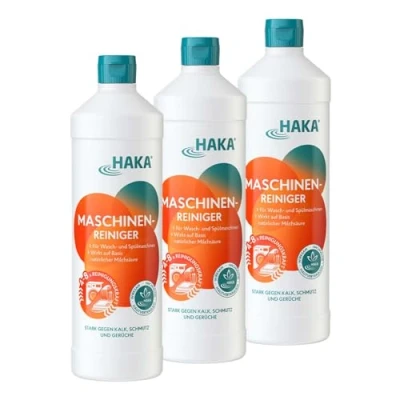 Abbildung von HAKA Maschinenreiniger für Geschirrspüler 3er Set, Waschmaschine gegen Kalk, Schmutz, Gerüche, 3 x 1 l