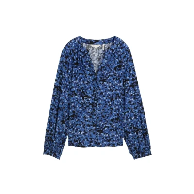 Abbildung von TOM Tailor Gemusterte Bluse, Damen, Größe: 38, Navy watercolor squares design