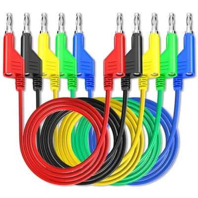 Abbildung von Cleqee 5 Stück Stapelbar Banane zu Bananenstecker Prüfkabel weiche elektrische Testkabel Draht 3,3ft/1m für Multimeter 1000V 15A