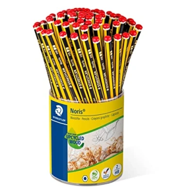 Abbildung von STAEDTLER Bleistift Noris 120, Made from Upcycled Wood, Rutschfeste Soft Oberfläche, hohe Buchfestigkeit, Qualität in Germany, 72 Stück Köcherpackung, Härtegrad HB, 120 2 KP72
