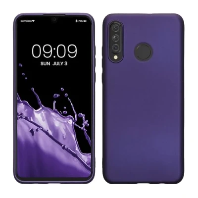 Abbildung von kwmobile Case kompatibel mit Huawei P30 Lite Hülle Schutzhülle aus Silikon metallisch schimmernd Handyhülle Metallic Blauviolett