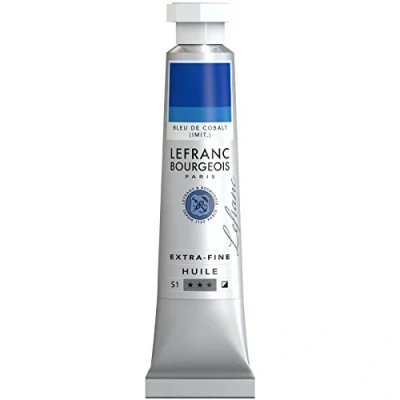 Abbildung von Lefranc Bourgeois 404962 extra feine Ölfarbe in Künstlerqualität aus hochwertigen Pigmenten, lebendige Farben, hohe Lichtechtheit, 20ml Tube Kobaltblau Farbton