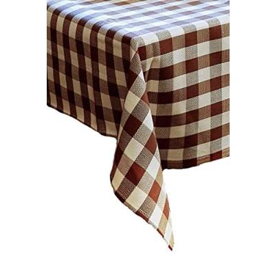 Abbildung von texpot Tischdecke 140 x 240 cm braun weiß kariert Baumwolle 2 Karo