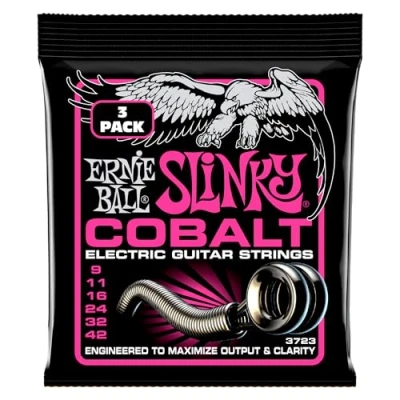 Abbildung von Ernie Ball Super Slinky Cobalt E Gitarrensaiten, 3 er Pack, Stärke 9 42