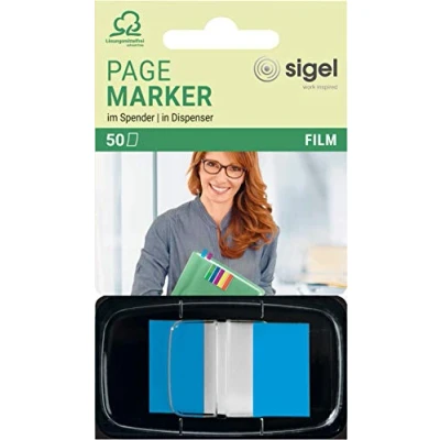 Abbildung von SIGEL HN492 Haftmarker im Spender, blau, 50 Streifen Format 25 x 43 mm