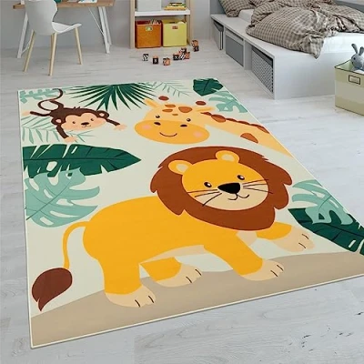 Abbildung von Paco Home Kinderteppich Teppich Kinderzimmer Spielteppich Junge Mädchen Modern rutschfest, Grösse:160x220 cm, Farbe:Beige 3