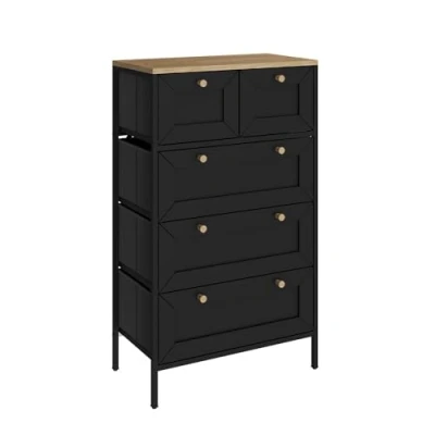 Abbildung von Vicco Kommode Belaro, Schwarz, 56 x 95 cm mit 5 Schubladen