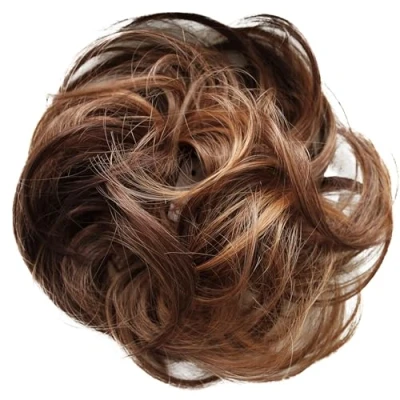 Abbildung von CAISHA Haargummi Bella Hochsteckfrisuren Haarteil Hochzeitfrisuren Voluminös Leicht Gewellt Hitzebeständige Kunstfaser DM17cm Braun Mix G31B