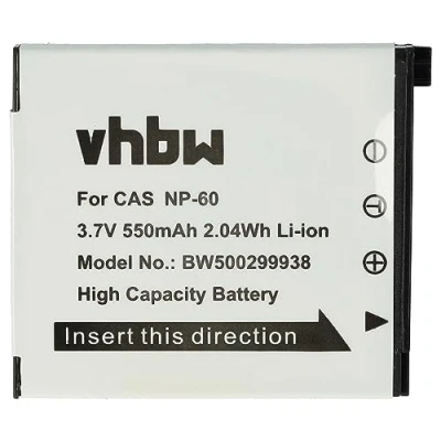 Abbildung von vhbw Akku kompatibel mit Casio Exilim EX Z90, Z9 Kamera (550 mAh, 3,6 V, Li Ion)