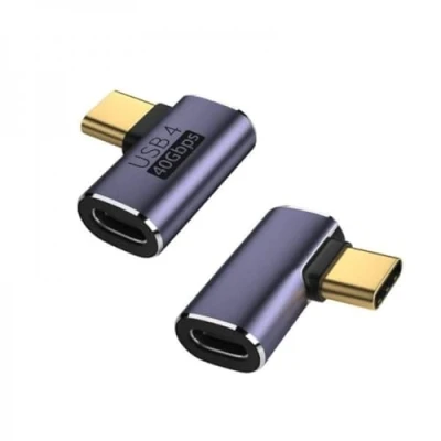 Abbildung von System S USB4 Adapter Typ C Stecker zu Buchse 40 Gbit/s Winkel USB 4.0 Kabel in Grau