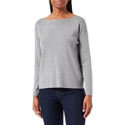 Abbildung von Vero Moda Nancy LS Boatneck GA NOOS Strickpullover, Damen, Größe: Small, Medium grey melange