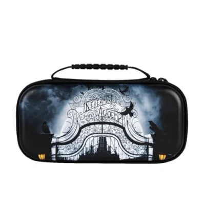 Abbildung von Konix Wednesday Schutz und Transporthülle für Nintendo Switch, Switch Lite OLED 8 Spiele Nevermore Academy Motiv Schwarz