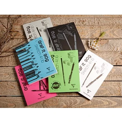 Abbildung von Clairefontaine 96670C Packung mit 10 Skizzenblöcken GRAF IT, DIN A5 14,8x21 cm, kopfseitig geheftet, 80 Blatt 90g, Blanko, Weiß, 1 Pack
