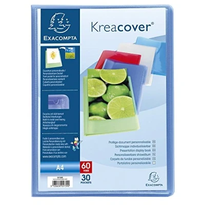 Abbildung von Exacompta 5739E 1 Kreacover Chromaline Dokumentenhülle 30 glatte Kristallhüllen 60 Ansichten für A4 Abmessung 24 x 32 cm halbstarre Polypro Decke 5 zufällige Farben