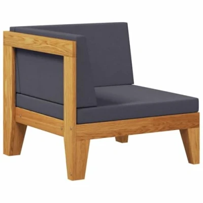 Abbildung von vidaXL Akazienholz Massiv Modular Ecksofa mit Dunkelgrauen Kissen Gartensofa Sofa Lounge Gartenmöbel Einzelsofa Holzsofa Sessel Outdoor Terrasse