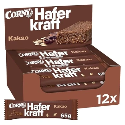 Abbildung von Haferriegel Corny Haferkraft Kakao, Vollkorn &amp; Vegan, Großpackung 12x65g