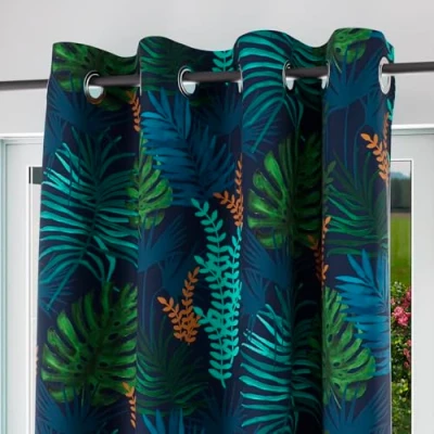 Abbildung von Soleil d&#039;Ocre Amazonas Rideau bei Ösen, Polyester, Blau, 140 x 250 cm