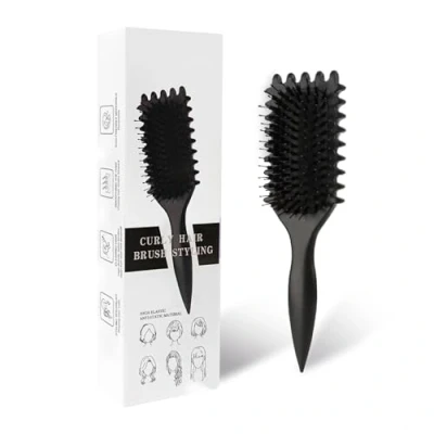 Abbildung von Curl Defining Brush, Define Styling Haarbürste zum Kämmen und Formen von Männer Frauenlocken, um das Ziehen zu reduzieren, Nylonborsten, Lockenverstärker, Unisex (Schwarz)