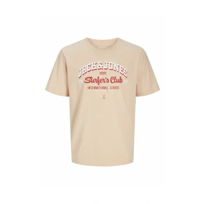 Abbildung von Jack &amp; Jones Jjelogo SS Oneck PLS Tshirt print, Herren, Größe: 6XL, Peach parfait