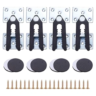 Abbildung von INCREWAY 4 Stück Sofa Couch Abschnitt Möbel Verbinder Joint Snap Alligator Clip mit Schrauben und 8 Möbelpads
