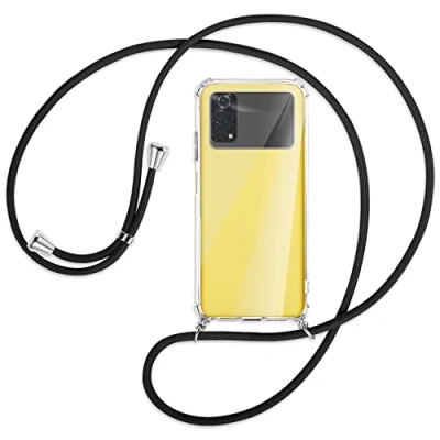Abbildung von mtb more energy® Handykette kompatibel mit Xiaomi Poco M4 Pro 4G (6.43&#039;&#039;) schwarz Smartphone Hülle zum Umhängen Anti Shock Full TPU Case