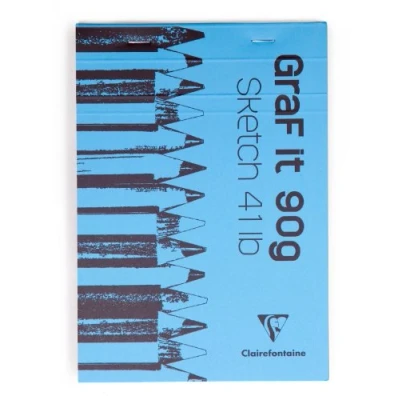 Abbildung von Clairefontaine 96629C Skizzenblock Graf it, DIN A7, 7,4x10,5 cm, 80 Blatt, 90g, blanko, geheftet, ideal für Trockentechiken, 1 Stück, farbig sortiert