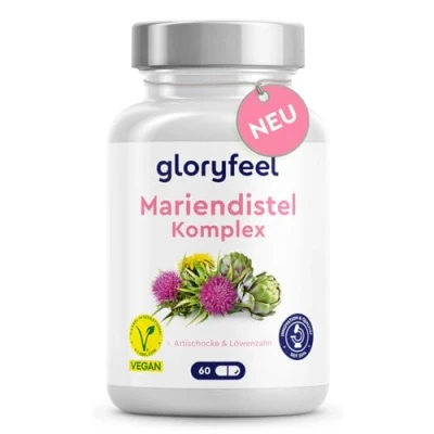 Abbildung von Mariendistel Artischocke Löwenzahn Komplex 500mg Hochdosiert Mit 80% Silymarin Desmodium im 4 Fach 60 vegane Kapseln Laborgeprüft, ohne Zusätze in Deutschland hergestellt