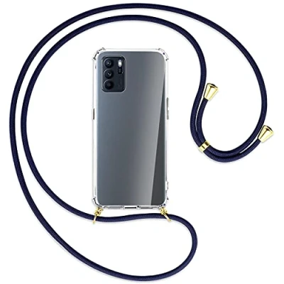 Abbildung von mtb more energy® Handykette kompatibel mit Xiaomi Redmi 10, 10 2022 (6.5&#039;&#039;) dunkelblau/Gold Smartphone Hülle zum Umhängen Anti Shock Full TPU Case