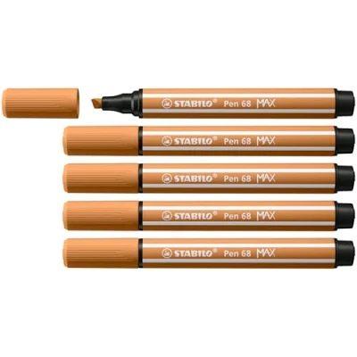 Abbildung von Premium Filzstift mit dicker Keilspitze STABILO Pen 68 MAX 5er Pack ocker dunkel
