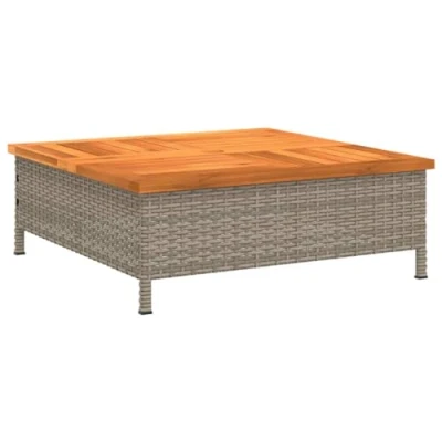 Abbildung von vidaXL Gartentisch, Outdoor Tisch Grau 70x70x25 cm Rattan und Akazienholz
