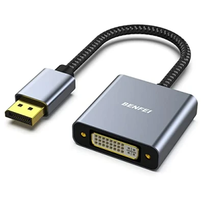 Abbildung von DisplayPort zu DVI Adapter, BENFEI D Adapter Vergoldetes Kabel von Stecker Buchse Kompatibel für Lenovo Dell HP und andere Marken