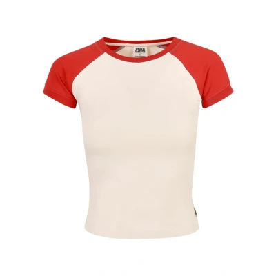 Abbildung von Urban Classics Stretch Retro Baseball Tshirt print, Damen, Größe: 4XL, Whitesand hugered