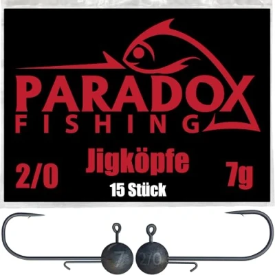 Abbildung von Paradox Fishing Jigköpfe Set 15x 7g 2/0 I Jig Köpfe Gummifisch mit Jighead für Gummifische Barsch Zander Hecht Angelzubehör
