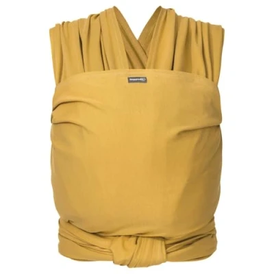 Abbildung von Hoppediz Elastisches Baby Tragetuch für Neugeborene ab Geburt (2 9 kg) aus Bio Baumwolle Curry 5,40 m