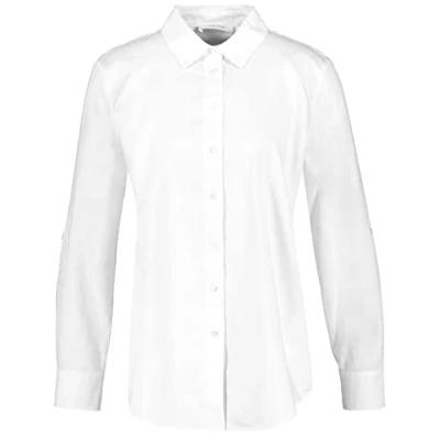 Abbildung von Gerry Weber Damen Bluse mit Krempelarm Krempelarm, Langarm, Manschetten unifarben weiß/weiß 34
