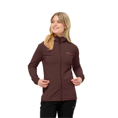 Abbildung von Jack Wolfskin Baiselberg Hooded FZ Fleecejacke, Damen, Größe: Small, Dark maroon