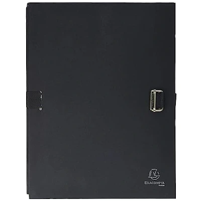 Abbildung von Exacompta 721E Dokumentenmappe DIN A4 mit dehnbarem Rücken bis zu 13 cm aus starkem Karton gefärbtem Stoffeinband schwarz ideal für Ihre Unterlagen und Dokumente