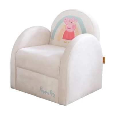 Abbildung von roba Kindersessel im Peppa Pig Design Sessel mit Armlehne für Jungen &amp; Mädchen ab 18 Monaten Belastbar bis 80 kg Samtbezug in Beige