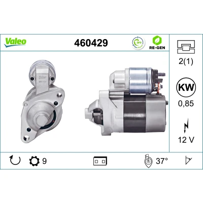 Abbildung von VALEO 460429 Anlasser 12 0,8 9 RENAULT: TWINGO 2, CLIO 1, DACIA: Sandero I, LOGAN I Limousine, MCV NISSAN: Kubistar Kastenwagen