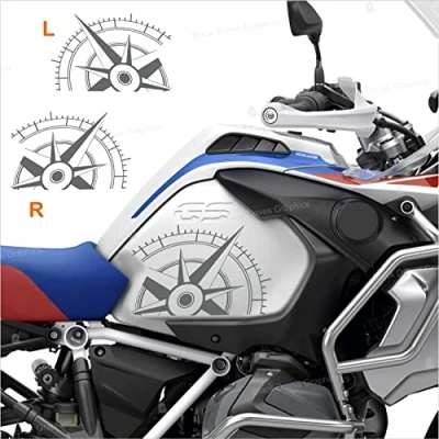 Abbildung von 2 Aufkleber kompatibel mit Seitenwänden Tank Motorrad R 1200 1250 GS Adventure LC (Grau)