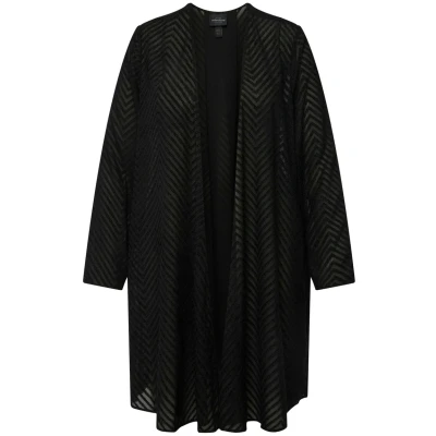 Abbildung von Ulla Popken Sheer Textured Chevron Strickjacke, Damen, Größe: 46/48, Black