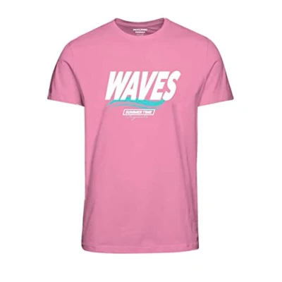 Abbildung von JACK &amp; JONES Herren Jorbooster Tee Ss Crew Neck Drop 6 T Shirt, Prism Pink, L