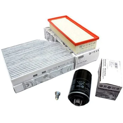 Abbildung von Original Audi Teile Inspektionspaket TFSI 1.8 2.0L A4 8K A5 8T Q5 8R Motor Service Wartungs Filter Öl Luft Pollenfilter