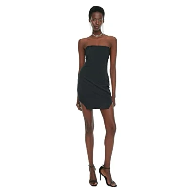 Abbildung von TRENDYOL Damen Figurbetontes Mini kleid Kleid, Schwarz, 38 EU
